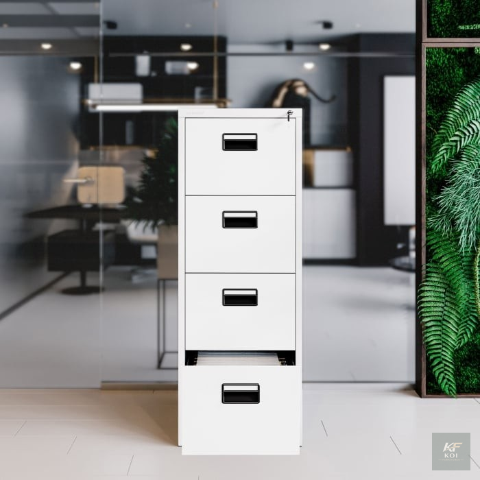 white 4-drawer steel filing cabinet, white 4 drawer filing cabinet, 4-drawer steel filing cabinet, white metal filing cabinet, 4 drawer office cabinet, steel office filing cabinet, metal filing cabine