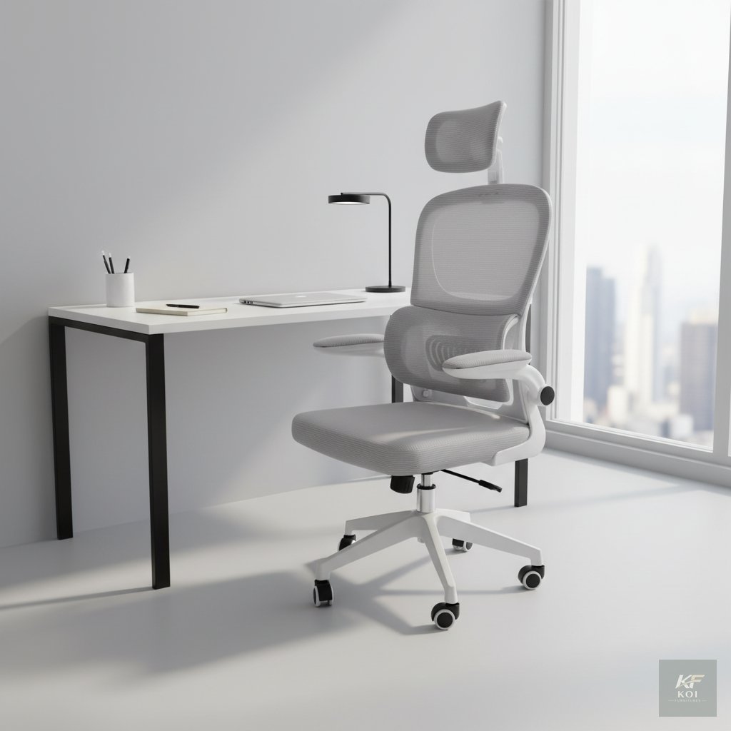 white orthopedic office chair, white orthopedic office chair Kenya, orthopedic office chair, ergonomic orthopedic chair, white ergonomic office chair, high-back orthopedic chair, orthopedic mesh offic