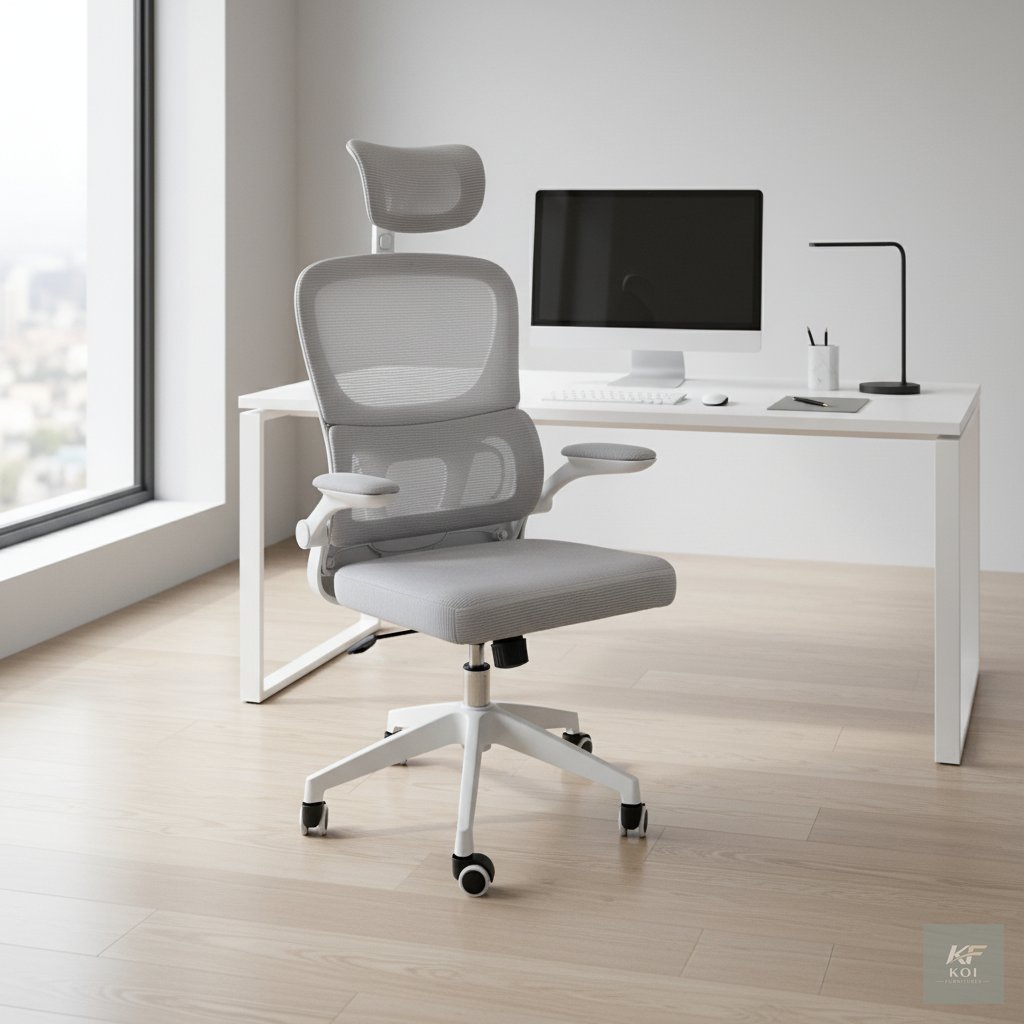 white orthopedic office chair, white orthopedic office chair Kenya, orthopedic office chair, ergonomic orthopedic chair, white ergonomic office chair, high-back orthopedic chair, orthopedic mesh offic