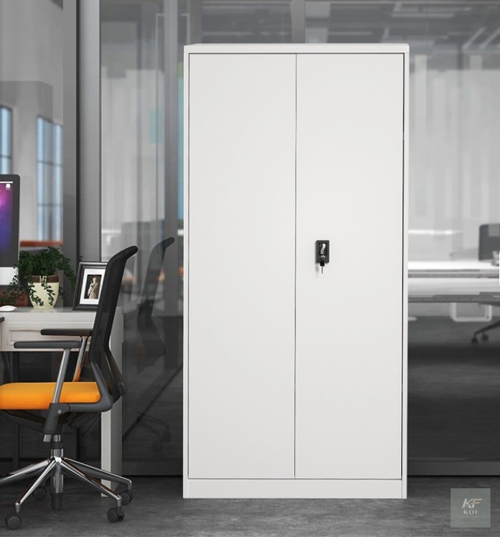 white two-door steel office storage cabinet, 2-door steel office cabinet, white steel storage cabinet, 2-door office storage cabinet, white metal office cabinet, steel office storage cupboard, 2-door