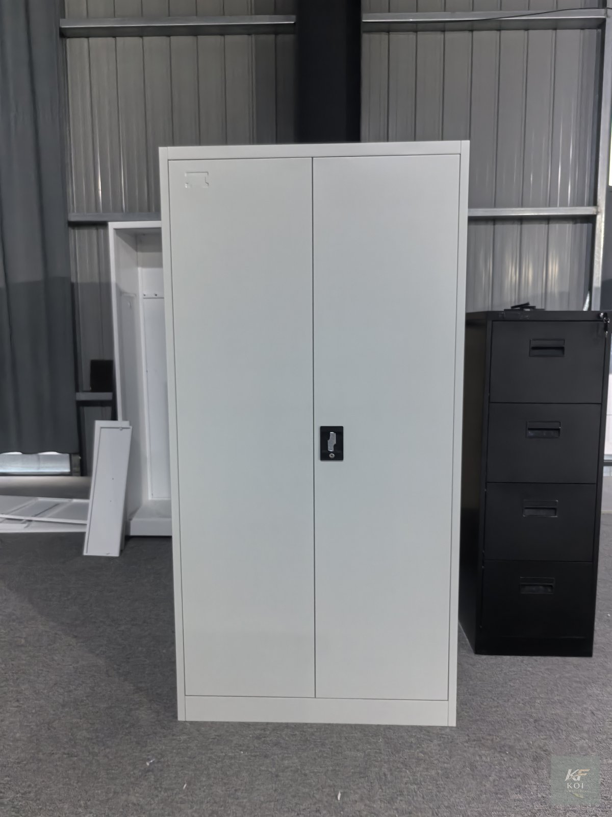 white two-door steel office storage cabinet, 2-door steel office cabinet, white steel storage cabinet, 2-door office storage cabinet, white metal office cabinet, steel office storage cupboard, 2-door