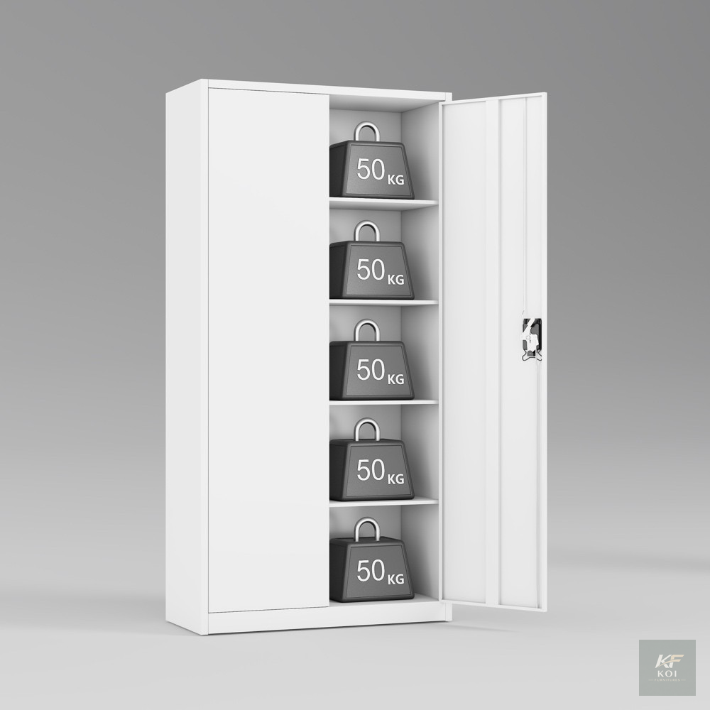 white two-door steel office storage cabinet, 2-door steel office cabinet, white steel storage cabinet, 2-door office storage cabinet, white metal office cabinet, steel office storage cupboard, 2-door