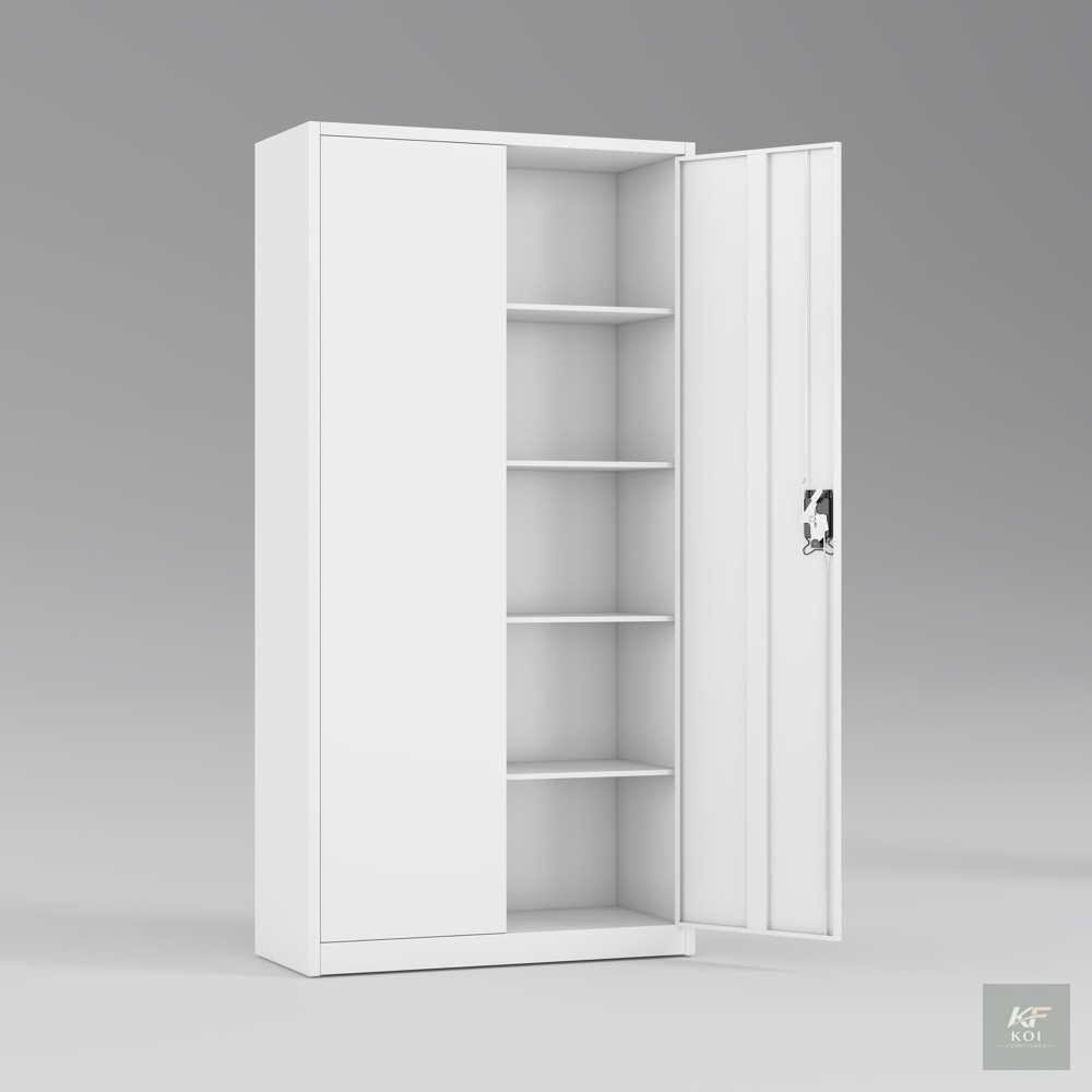 white two-door steel office storage cabinet, 2-door steel office cabinet, white steel storage cabinet, 2-door office storage cabinet, white metal office cabinet, steel office storage cupboard, 2-door