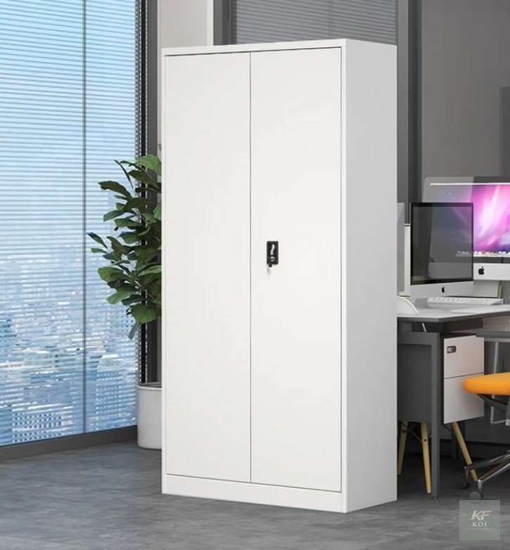 white two-door steel office storage cabinet, 2-door steel office cabinet, white steel storage cabinet, 2-door office storage cabinet, white metal office cabinet, steel office storage cupboard, 2-door