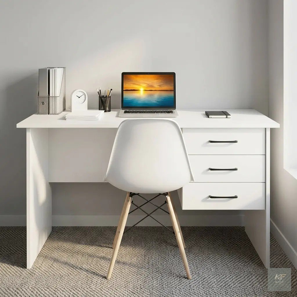 1.2M white office study desk and chair, 1.2M white study desk, white office desk and chair set, 120cm white study table, white study desk combo Kenya, office desk with chair Nairobi, modern white stud