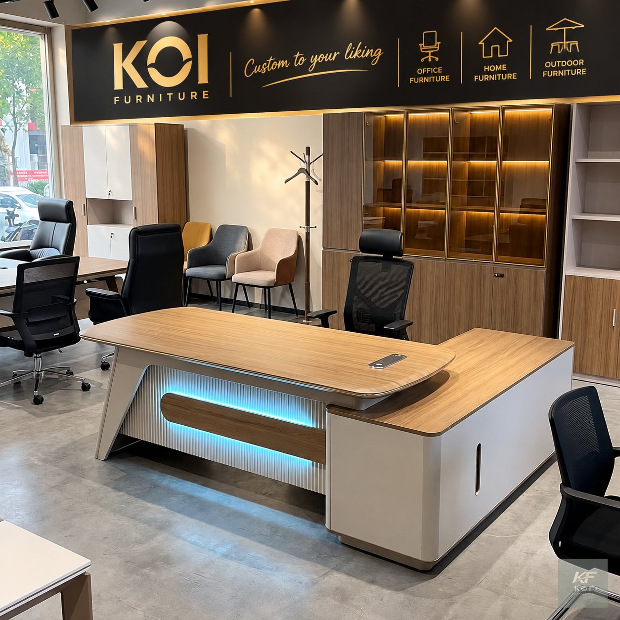180cm L-shaped executive office desk FUTURISTIC, 1.8M futuristic executive office desk, 1800mm L-shaped executive desk, 180cm executive office desk, futuristic L-shaped office desk, modern L-shaped ex