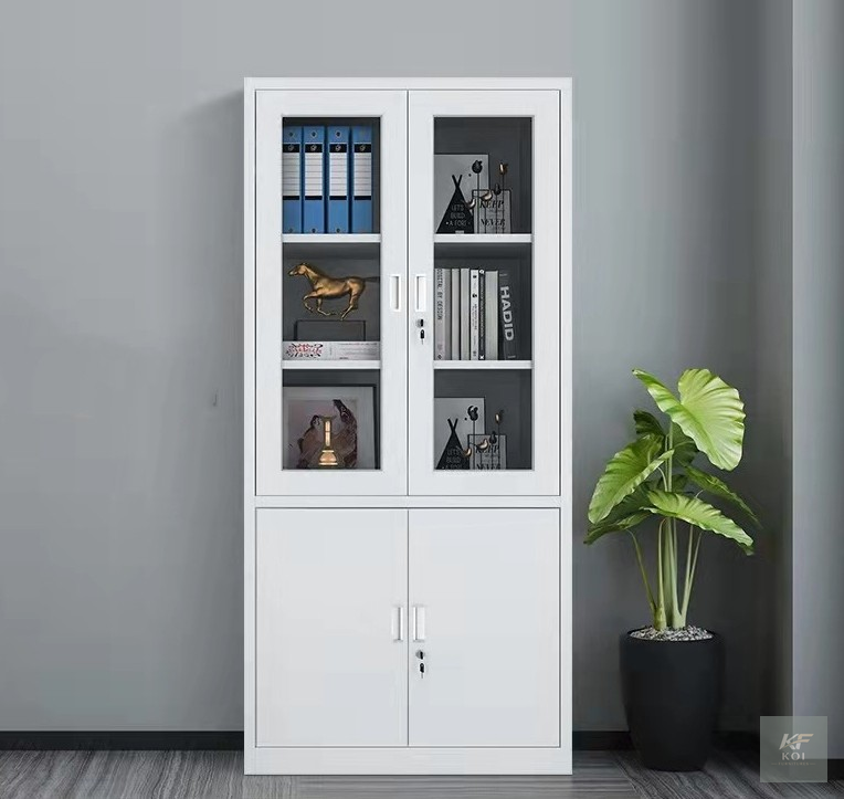 2-Door Glass Office Storage and Filing Cabinet, 2-door glass office cabinet, glass office filing cabinet, two-door office storage cabinet, glass-front office cabinet, metallic glass office cabinet, of