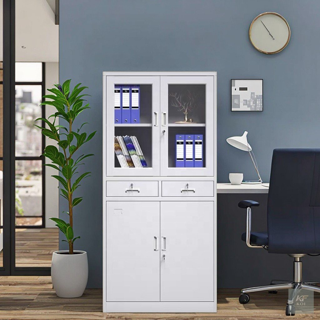2-Door Glass Office Storage and Filing Cabinet, 2-door glass office cabinet, glass office filing cabinet, two-door office storage cabinet, glass-front office cabinet, metallic glass office cabinet, of