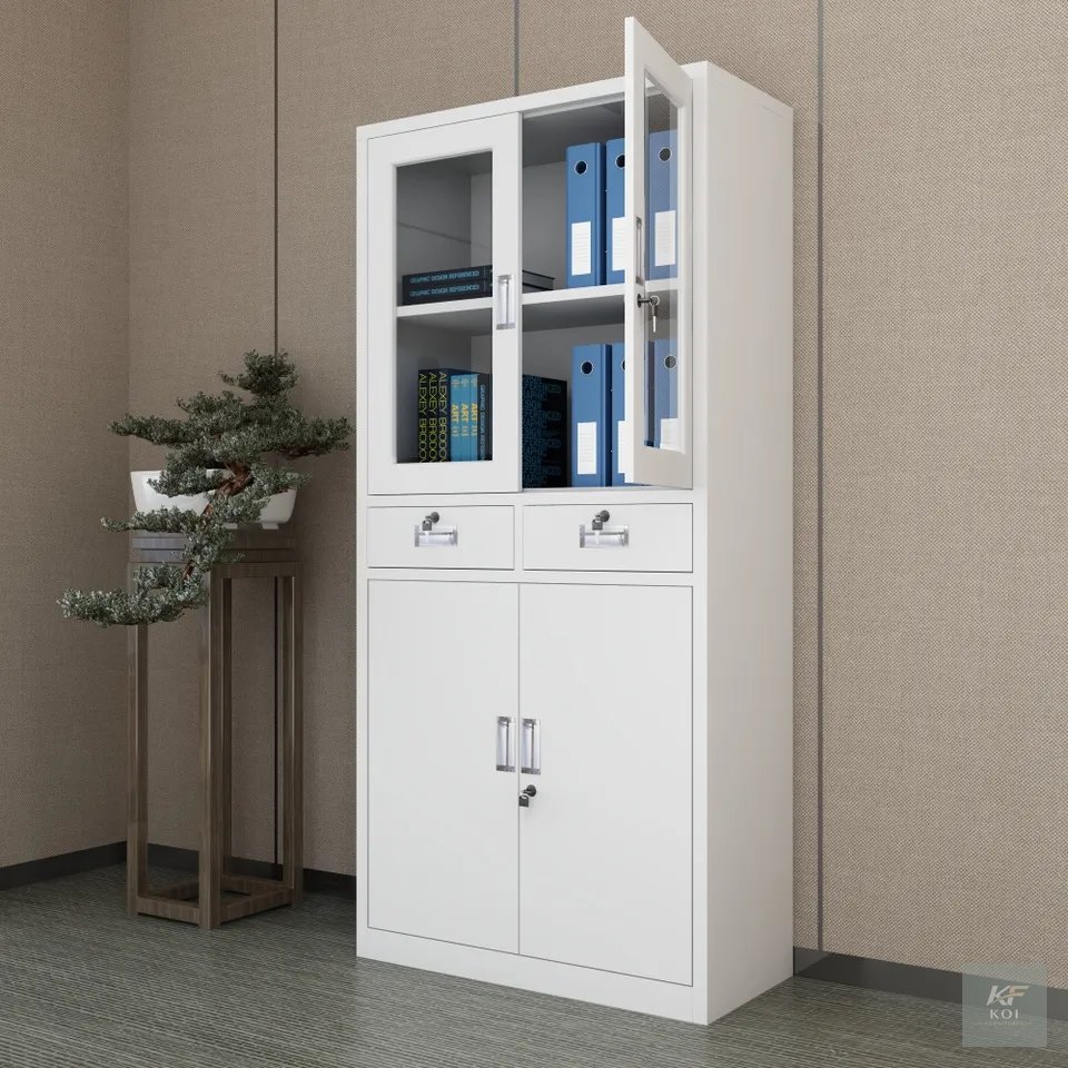 2-Door Glass Office Storage and Filing Cabinet, 2-door glass office cabinet, glass office filing cabinet, two-door office storage cabinet, glass-front office cabinet, metallic glass office cabinet, of