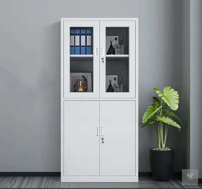 2-Door Glass Office Storage and Filing Cabinet, 2-door glass office cabinet, glass office filing cabinet, two-door office storage cabinet, glass-front office cabinet, metallic glass office cabinet, of