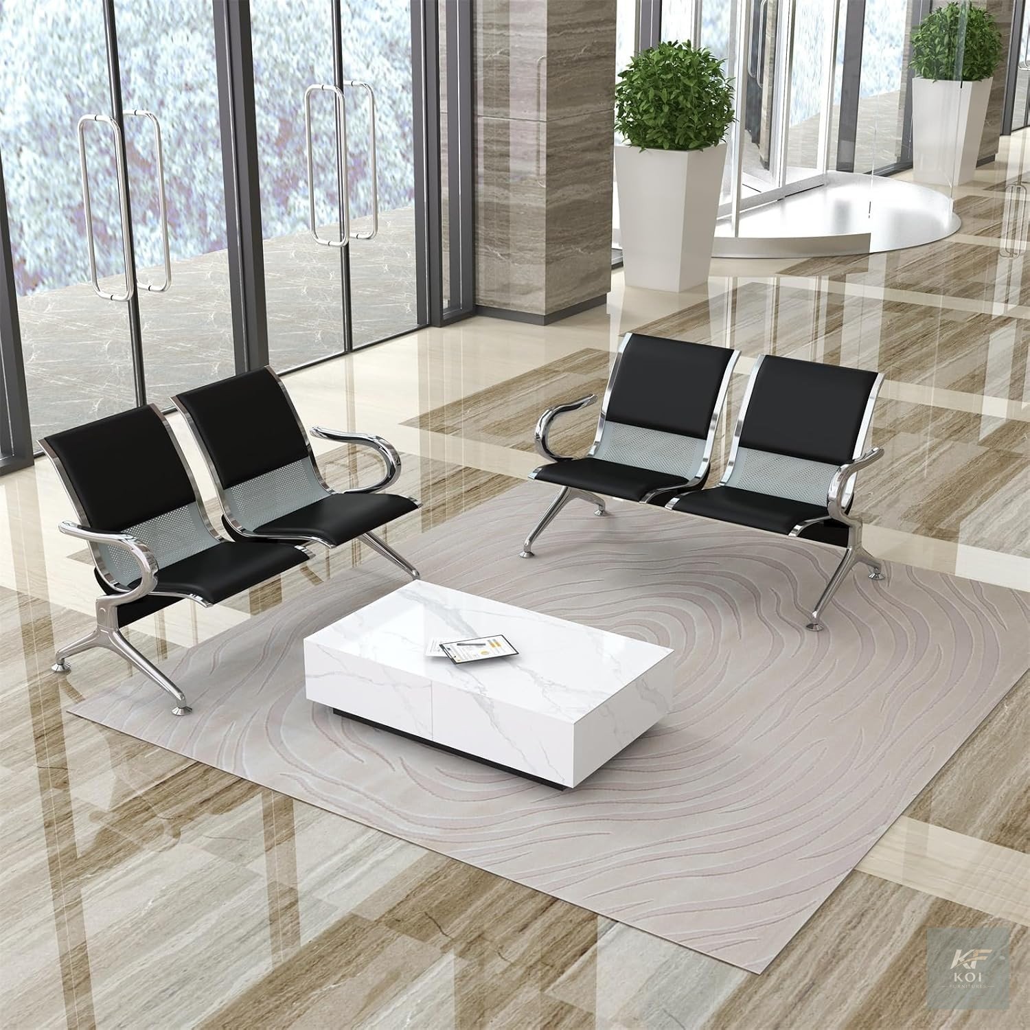 2-Link Padded Normal Gauge Office Waiting Bench, 2-link office waiting bench, padded office waiting bench, 2-seater waiting bench, 2-seat office bench, normal gauge waiting bench, padded waiting room