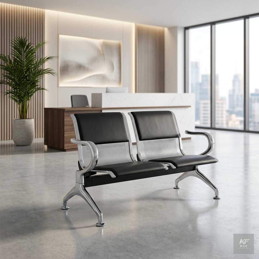 2-Link Padded Normal Gauge Office Waiting Bench, 2-link office waiting bench, padded office waiting bench, 2-seater waiting bench, 2-seat office bench, normal gauge waiting bench, padded waiting room