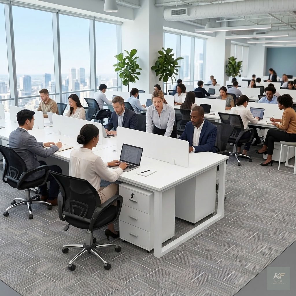 Summer 2-Way White Office Workstation                Summer 2-Way White Office Workstation, 2-way white office workstation, 2-person office workstation, two-seater office desk, white office workstatio