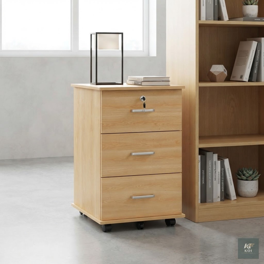 3-Drawer Mobile Pedestal Cabinet, 3-drawer mobile pedestal cabinet, mobile office pedestal, three-drawer office cabinet, rolling office storage cabinet, mobile filing cabinet Kenya, under-desk storage