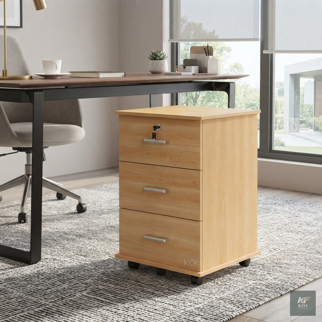 3-Drawer Mobile Pedestal Cabinet, 3-drawer mobile pedestal cabinet, mobile office pedestal, three-drawer office cabinet, rolling office storage cabinet, mobile filing cabinet Kenya, under-desk storage