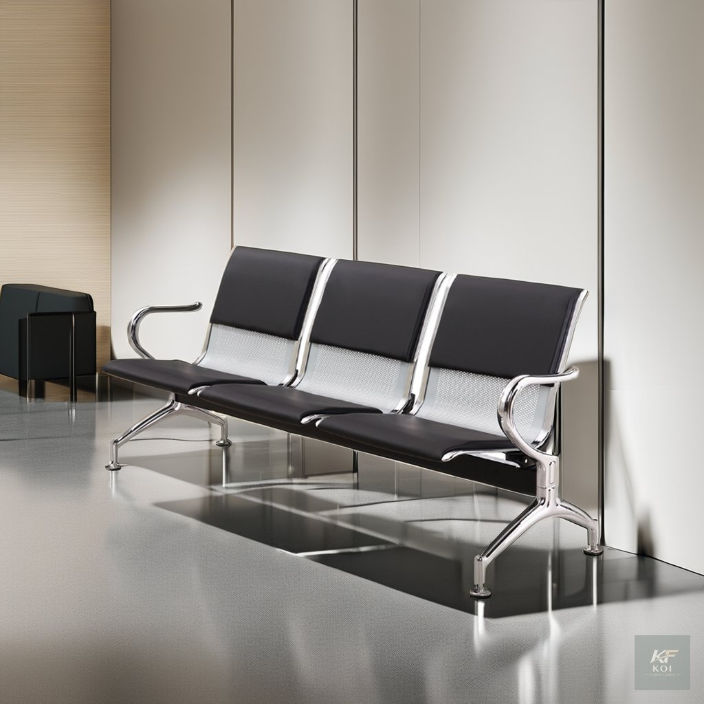Mary 3-link padded waiting bench Mary 3-link padded waiting bench, Mary waiting bench, 3-link padded waiting bench, 3-seater waiting bench, three-seat padded bench, linked waiting chairs, padded metal
