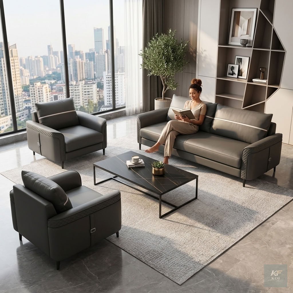 Five Seaters Executive Premium Office Sofa Set 7