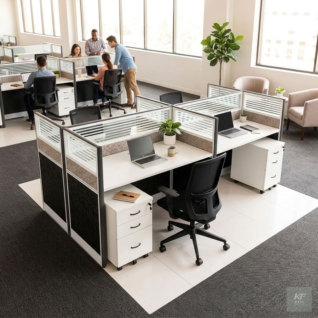 4-Way Imported Office Workstation                4-Way Imported Office Workstation, 4-way office workstation, 4-person office workstation, four-seater office desk, imported office workstation, 4-way s