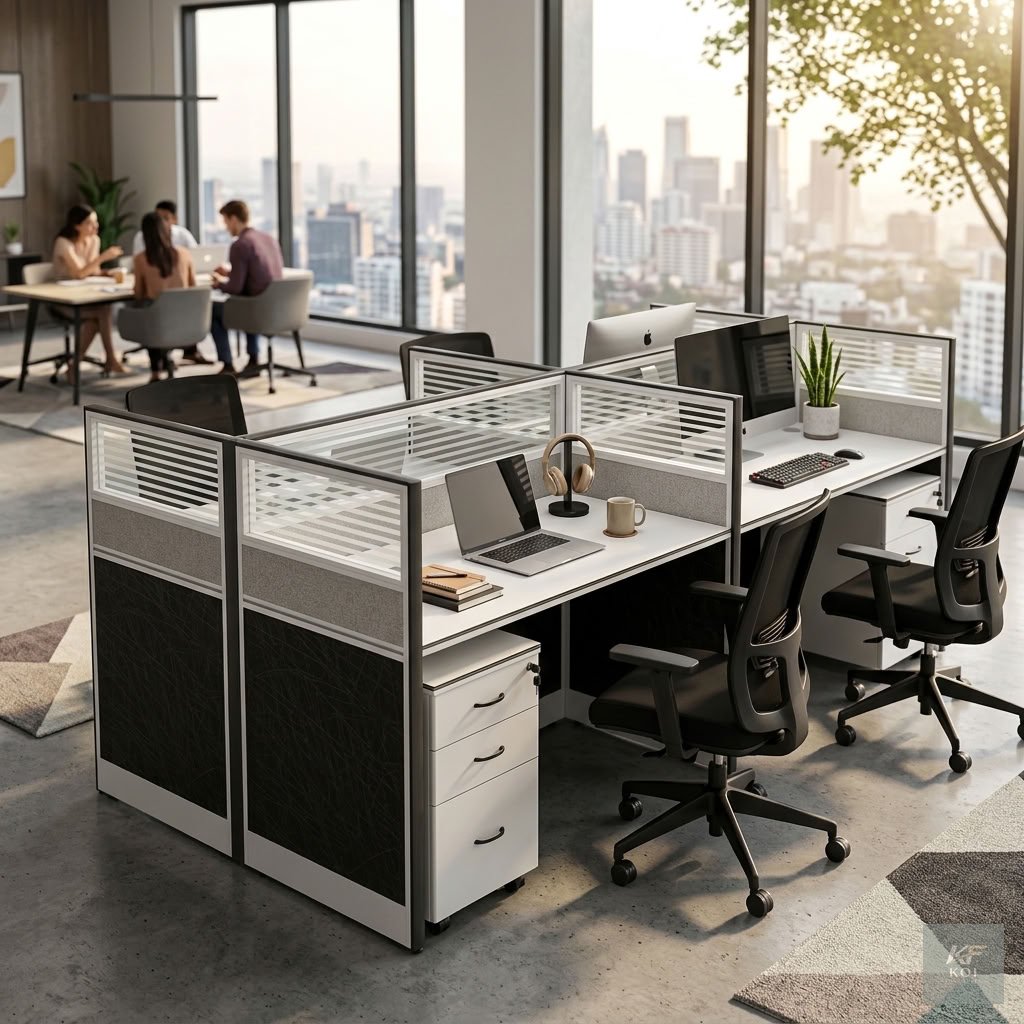 4-Way Imported Office Workstation                4-Way Imported Office Workstation, 4-way office workstation, 4-person office workstation, four-seater office desk, imported office workstation, 4-way s
