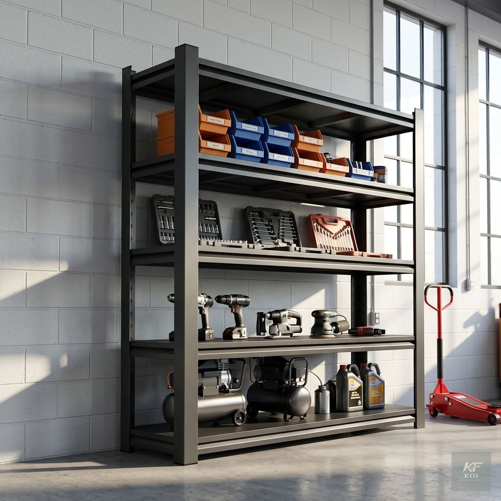 5-Tier Modern Heavy-Duty Storage Rack, 5-tier storage rack, five-tier storage shelf, heavy-duty storage rack, modern storage shelving unit, 5-level storage rack, metal storage rack, industrial shelvin