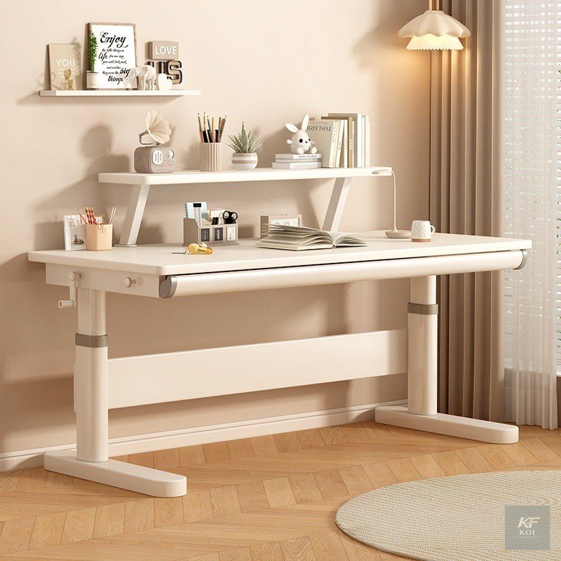 White Manual Adjustable Home Office Desk 14