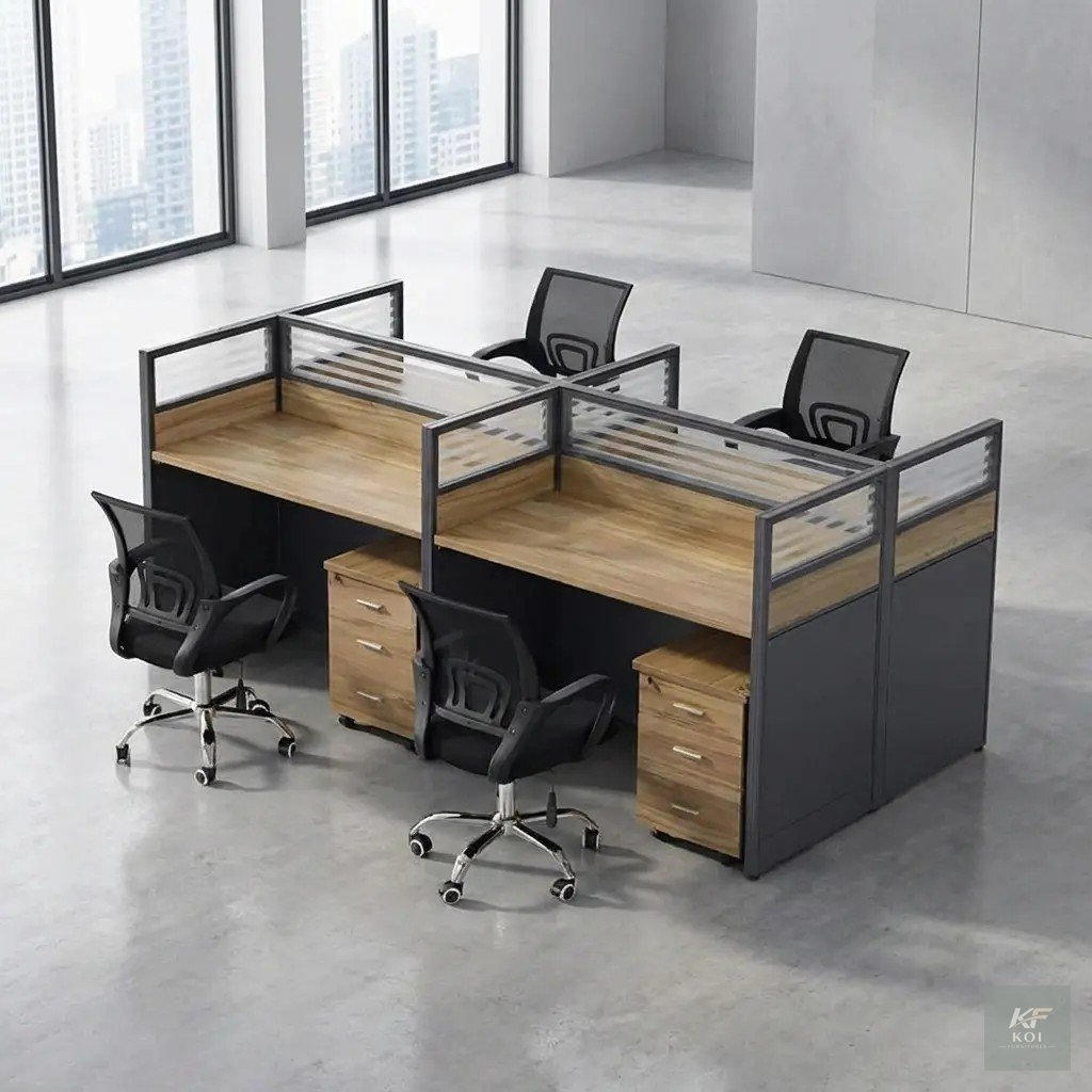 GH 4-way modular office workstation, 4-way office workstation, GH modular workstation, 4-person office workstation, four-person workstation, 4-way modular workstation, modular office workstation, 4-wa