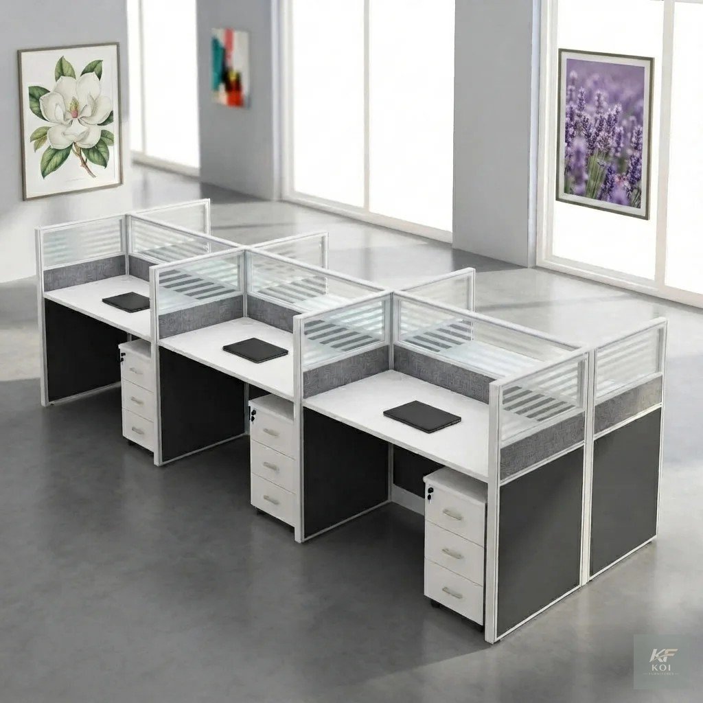 6 Person Office Workstation, 6-person office workstation, 6-seater office workstation, six-person workstation, six-seater workstation desk, 6-way office workstation, 6-way modular workstation, 6-perso