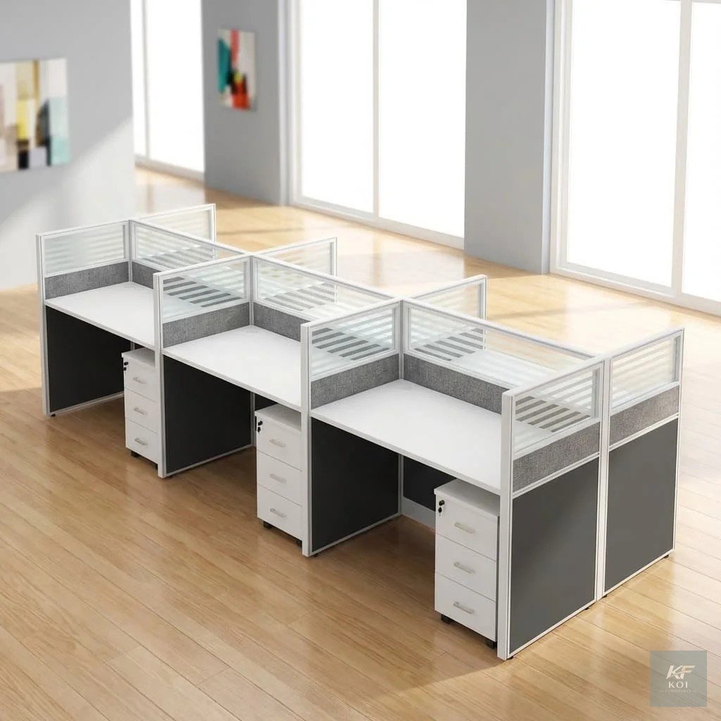 6 Person Office Workstation, 6-person office workstation, 6-seater office workstation, six-person workstation, six-seater workstation desk, 6-way office workstation, 6-way modular workstation, 6-perso