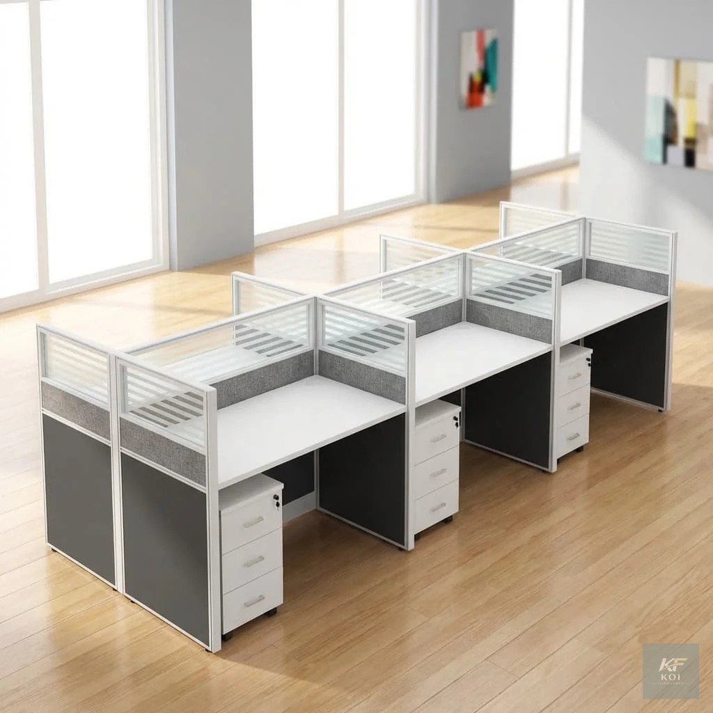 6 Person Office Workstation, 6-person office workstation, 6-seater office workstation, six-person workstation, six-seater workstation desk, 6-way office workstation, 6-way modular workstation, 6-perso
