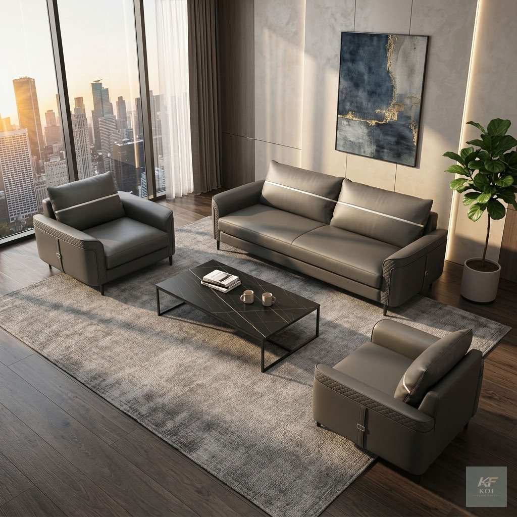 Five Seaters Executive Premium Office Sofa Set 4
