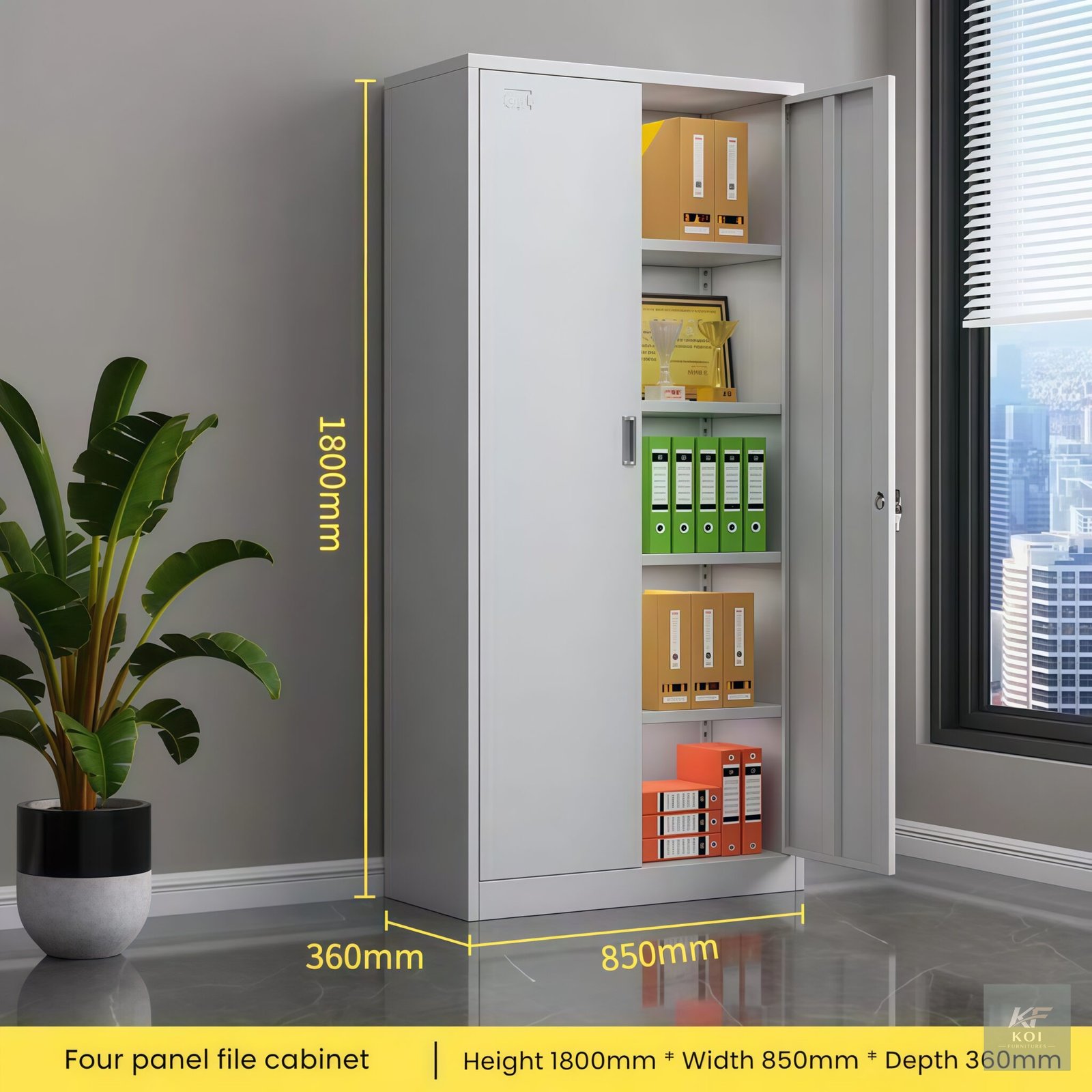 Alora 2-Door Full-Metallic Office Cabinet, Alora metallic office cabinet, 2-door metal office cabinet, full-metallic office storage cabinet, 2-door steel office cabinet, modern metal storage cupboard,