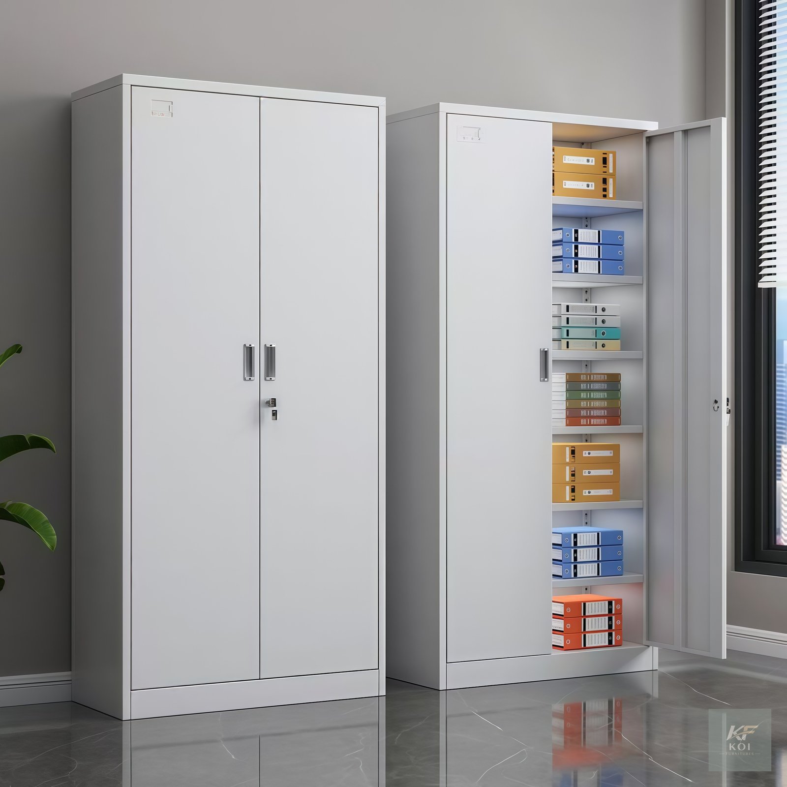 Alora 2-Door Full-Metallic Office Cabinet, Alora metallic office cabinet, 2-door metal office cabinet, full-metallic office storage cabinet, 2-door steel office cabinet, modern metal storage cupboard,