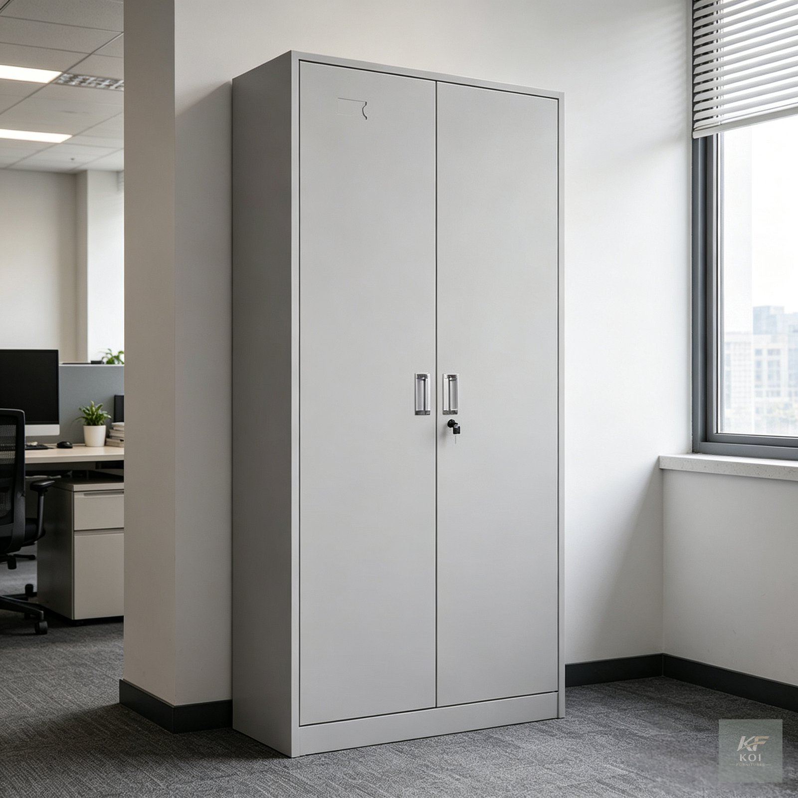 Alora 2-Door Full-Metallic Office Cabinet, Alora metallic office cabinet, 2-door metal office cabinet, full-metallic office storage cabinet, 2-door steel office cabinet, modern metal storage cupboard,