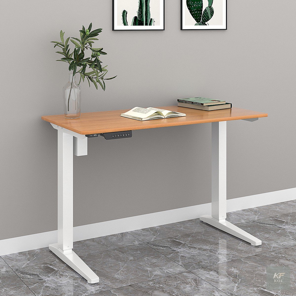 Brown Electric Height Adjustable Standing Desk, brown electric standing desk, brown height adjustable desk, electric height adjustable office desk, brown sit stand desk, electric standing office desk,