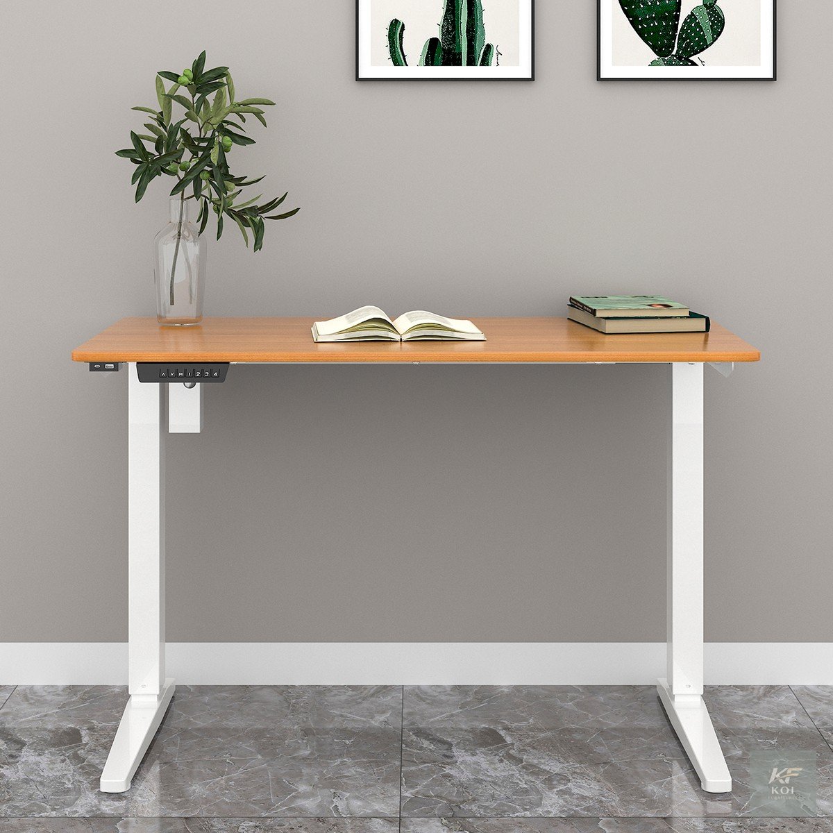 Brown Electric Height Adjustable Standing Desk, brown electric standing desk, brown height adjustable desk, electric height adjustable office desk, brown sit stand desk, electric standing office desk,