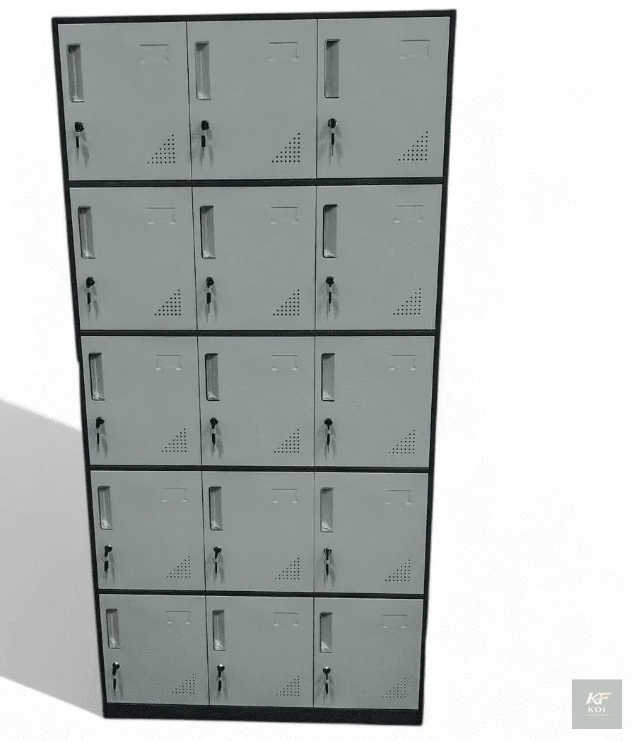 Buy the 15-Door Steel Locker Cabinet in Kenya. Durable metal locker with 15 individual compartments for secure, organized storage of personal belongings and essentials. Ideal for offices, schools, gym