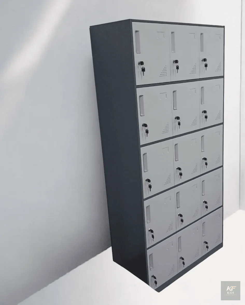 Buy the 15-Door Steel Locker Cabinet in Kenya. Durable metal locker with 15 individual compartments for secure, organized storage of personal belongings and essentials. Ideal for offices, schools, gym