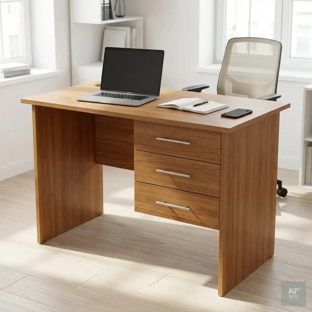 Compact Wooden Home Study Desk, compact wooden study desk Kenya, small wooden home office desk, modern wooden study table Nairobi, space-saving study desk, compact home office desk, wooden computer de