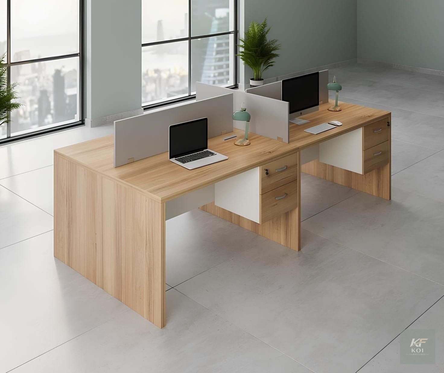 Modern 4-Way Workstation Desk, 4-way office workstation, four-person office workstation desk, modern four-way workstation, 4-seater office desk, shared office workstation Kenya, four-person computer d