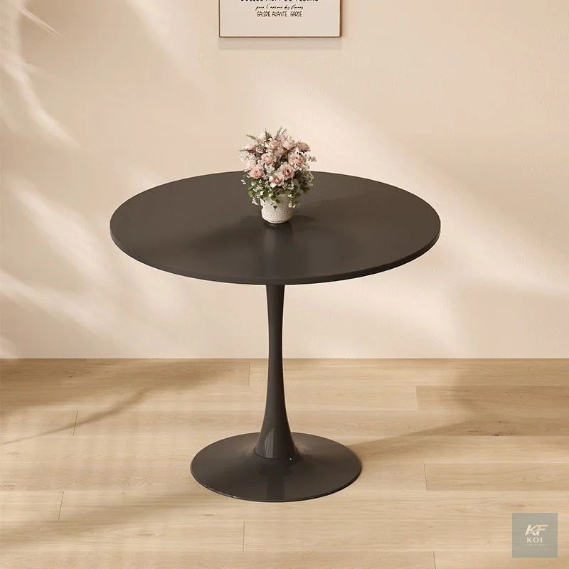 Modern Black Round Pedestal Table, black round pedestal table, modern round table, black pedestal dining table, round black table, contemporary pedestal table, minimalist round table, black circular t