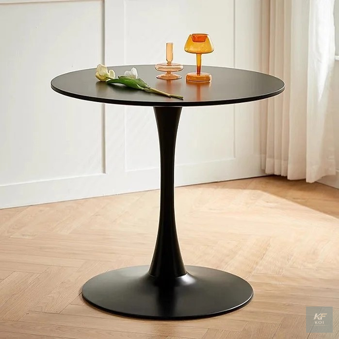 Modern Black Round Pedestal Table, black round pedestal table, modern round table, black pedestal dining table, round black table, contemporary pedestal table, minimalist round table, black circular t