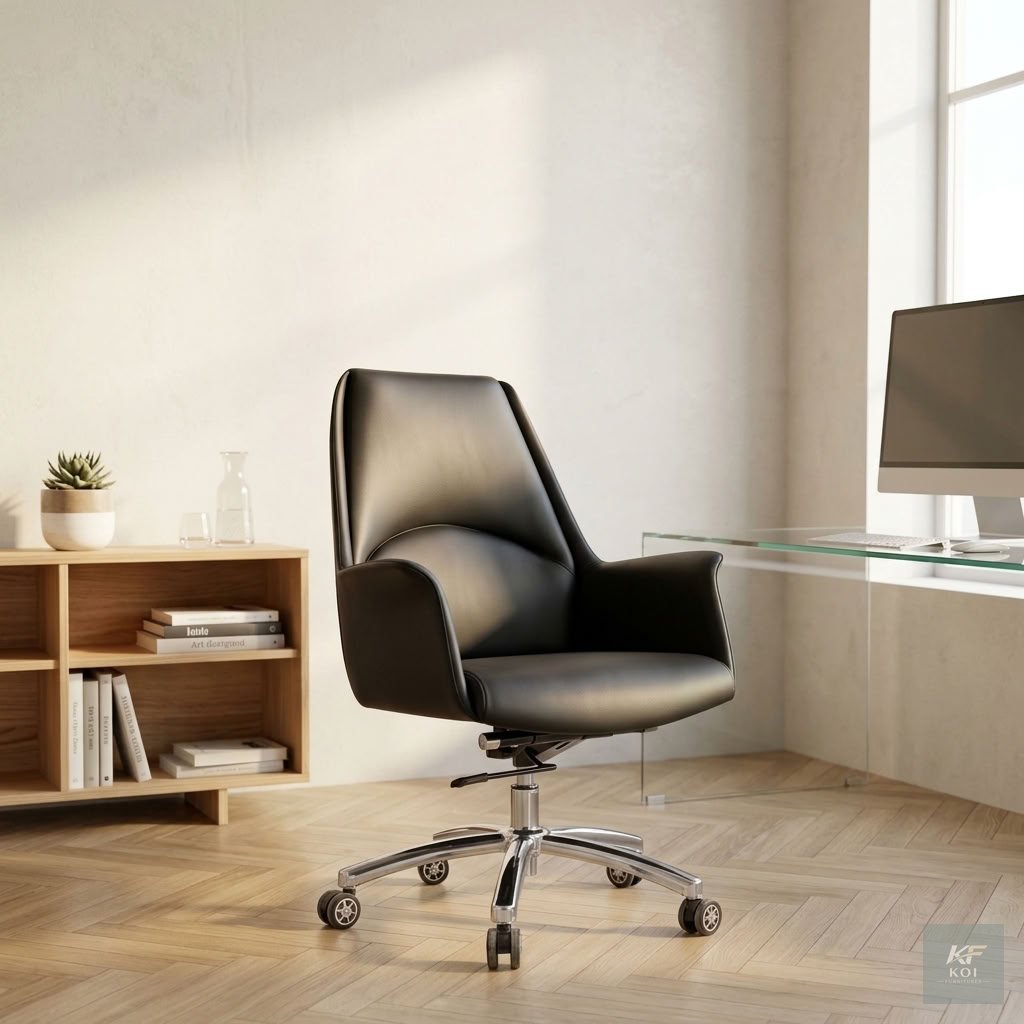 eco-leather executive mid-back swivel office chair Eco-leather executive mid-back swivel office chair, mid-back executive office chair, eco-leather office chair, executive swivel chair, leather-look o