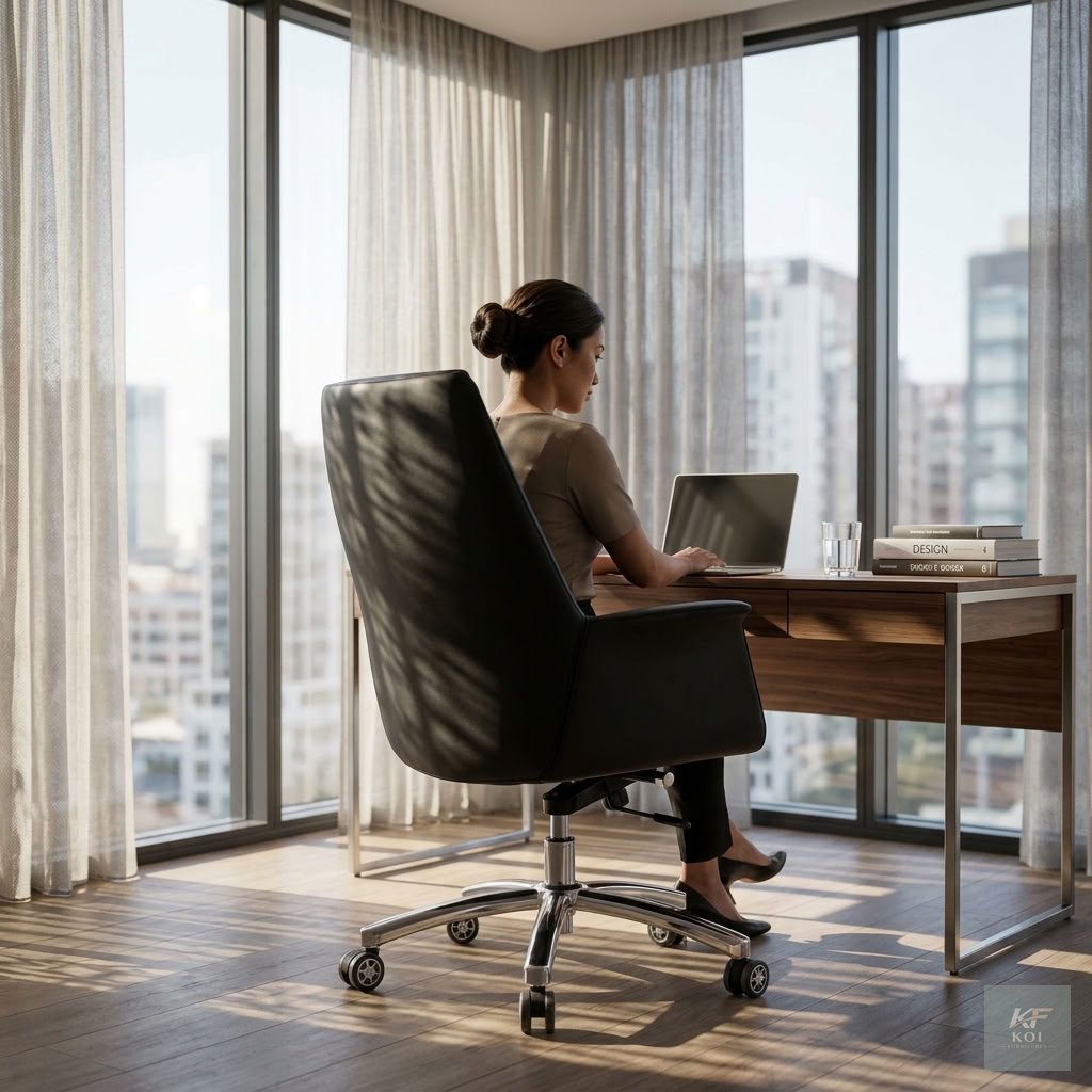 eco-leather executive mid-back swivel office chair Eco-leather executive mid-back swivel office chair, mid-back executive office chair, eco-leather office chair, executive swivel chair, leather-look o