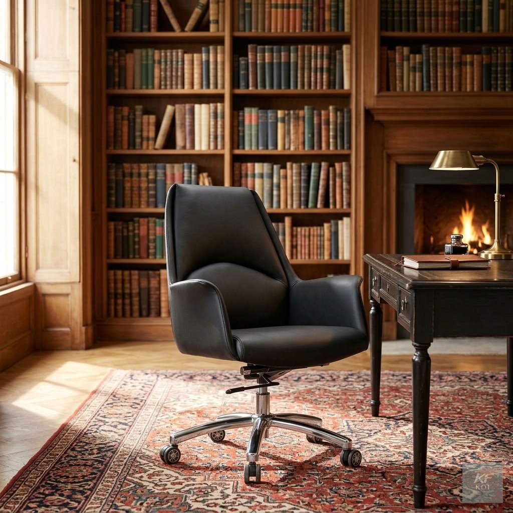 eco-leather executive mid-back swivel office chair Eco-leather executive mid-back swivel office chair, mid-back executive office chair, eco-leather office chair, executive swivel chair, leather-look o