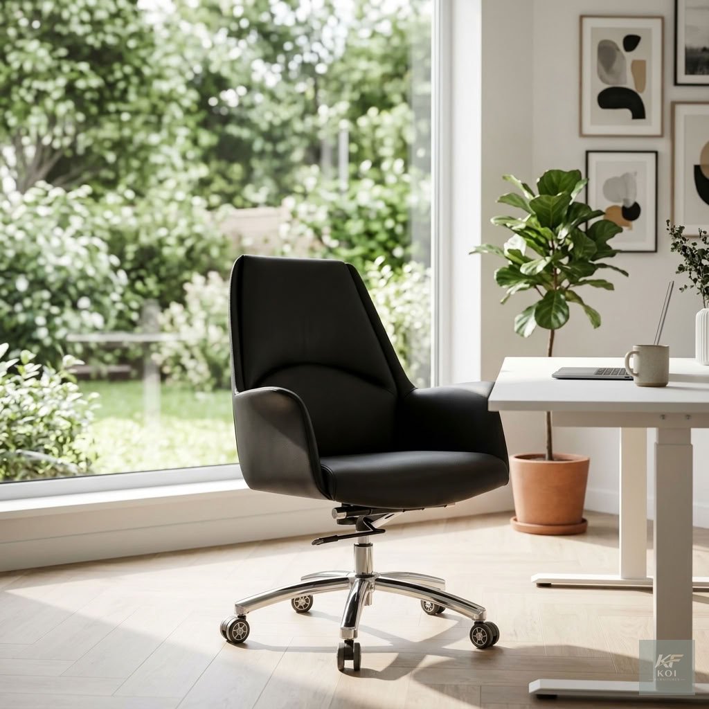 eco-leather executive mid-back swivel office chair Eco-leather executive mid-back swivel office chair, mid-back executive office chair, eco-leather office chair, executive swivel chair, leather-look o