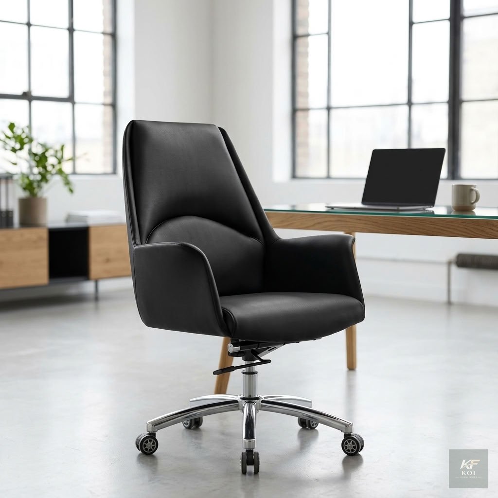 eco-leather executive mid-back swivel office chair Eco-leather executive mid-back swivel office chair, mid-back executive office chair, eco-leather office chair, executive swivel chair, leather-look o