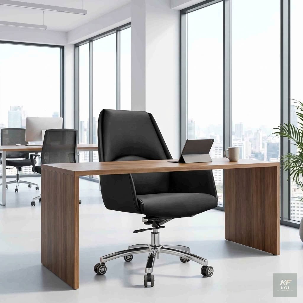 eco-leather executive mid-back swivel office chair Eco-leather executive mid-back swivel office chair, mid-back executive office chair, eco-leather office chair, executive swivel chair, leather-look o