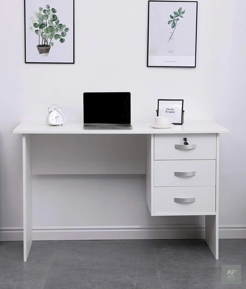 White 120cm Home Office Study Desk, white 1.2m study desk, 120cm white office desk, white home office desk, modern white study table, compact home office desk, white computer desk, minimalist writing