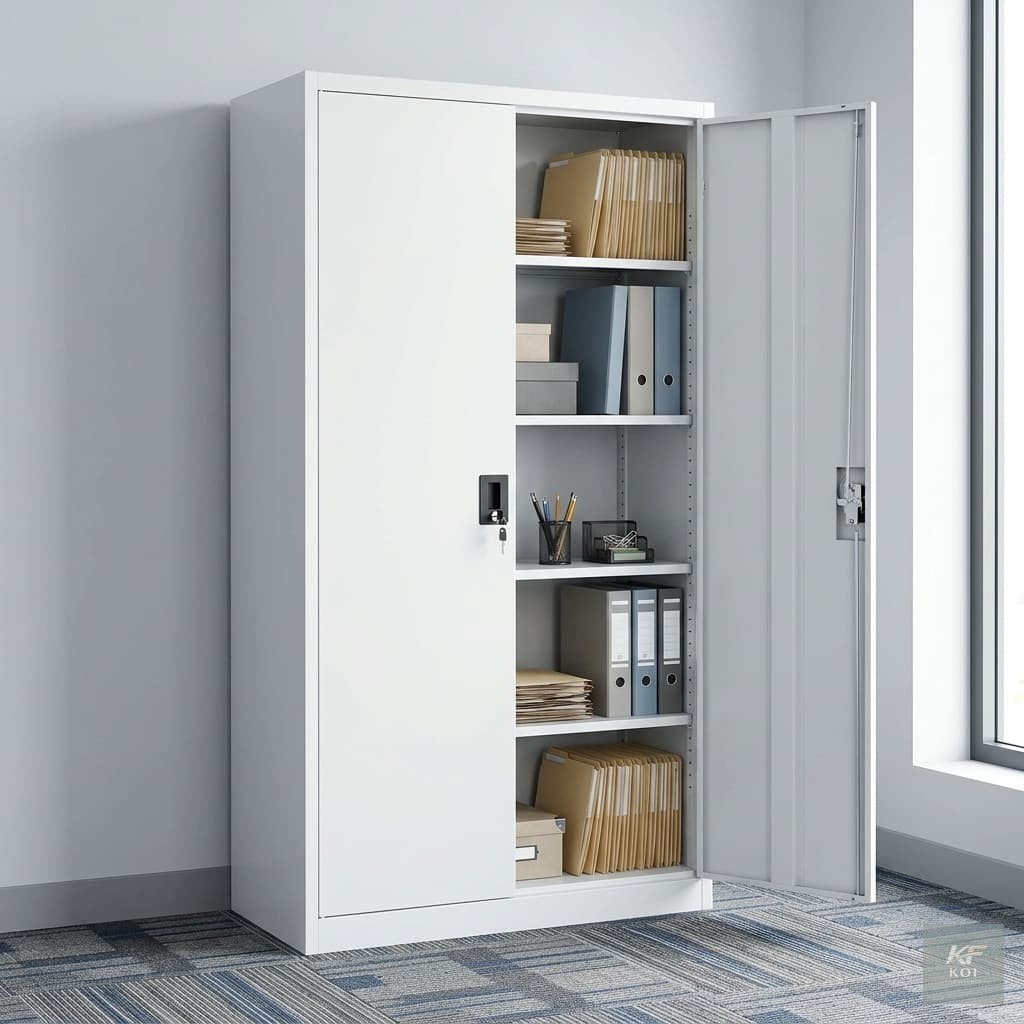 White 2-Door Metallic Office Filing Cabinet, white 2-door metal office cabinet, white metallic filing cabinet Kenya, modern white office storage cabinet, 2-door steel filing cupboard, lockable metalli