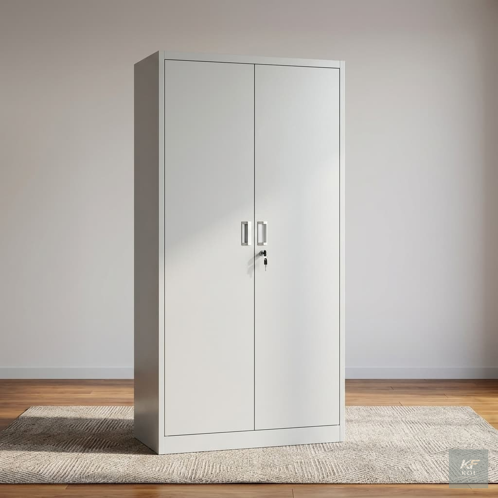 White 2-Door Metallic Office Filing Cabinet, white 2-door metal office cabinet, white metallic filing cabinet Kenya, modern white office storage cabinet, 2-door steel filing cupboard, lockable metalli